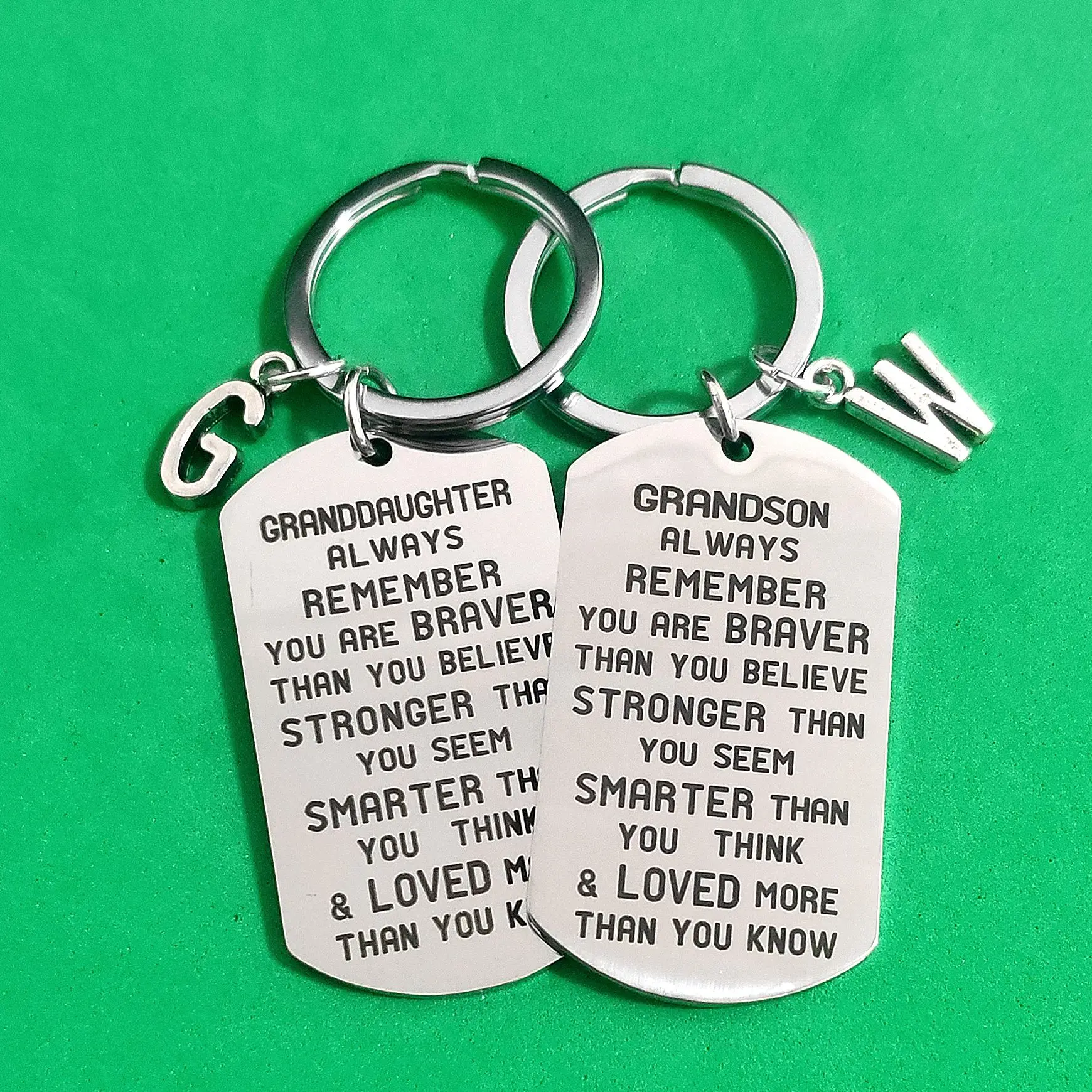 

Keychain for Car Keys Military Tags Keyring Gift Birthday to Granddaughter Grandson Creative 26 Letters Thanksgiving A-Z Holder