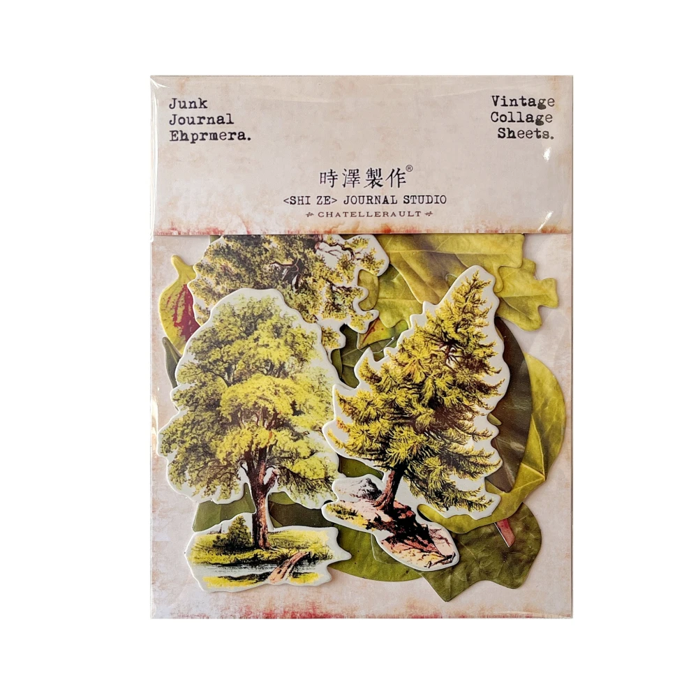 

Spring Small Leaves Thick Card DIY Scrapbooking Junk Journal Vintage TN TimHoltz Collage Diary Happy Plan Card Seal Decoration