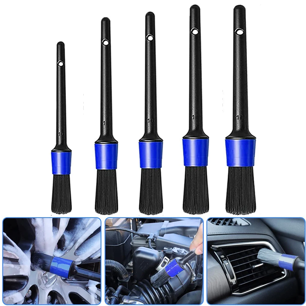 

5pcs Car Detail Brushes Set Wet &Dry Soft Cleaning Brushes For Car Wheel Air Outlet Vents Car Care Products Detail Cleaning Tool