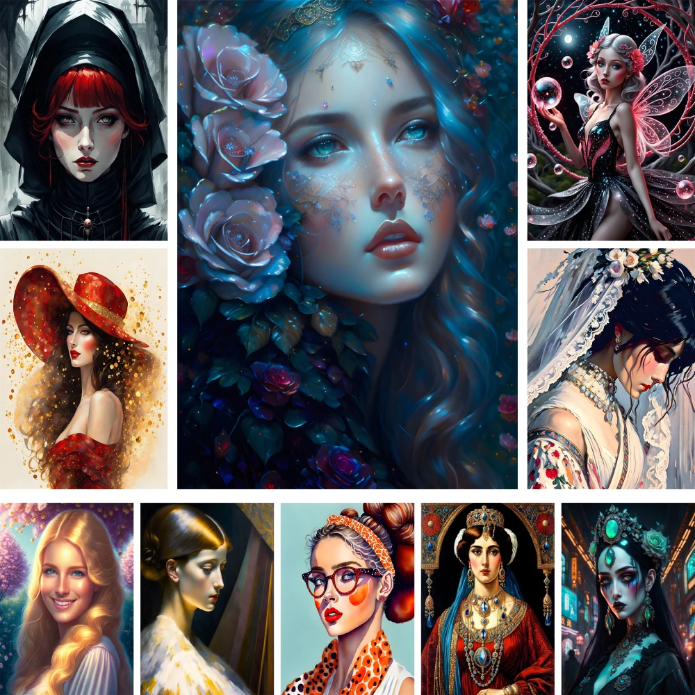 Полный комплект для вышивки крестиком в портретной красивой женской тематике