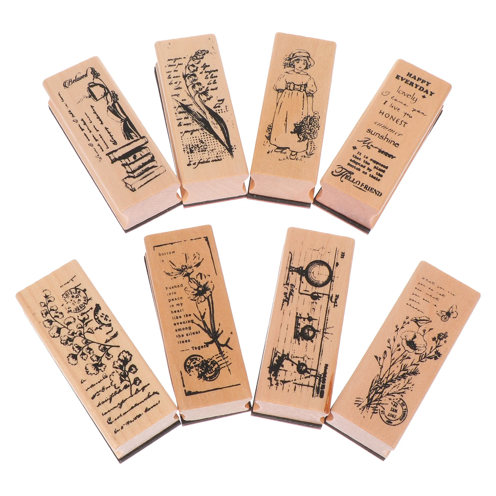 

8Pcs Wooden Seal Creative Seal Seal Ornament Decorative Stamper for Diary Decor Scrapbooking