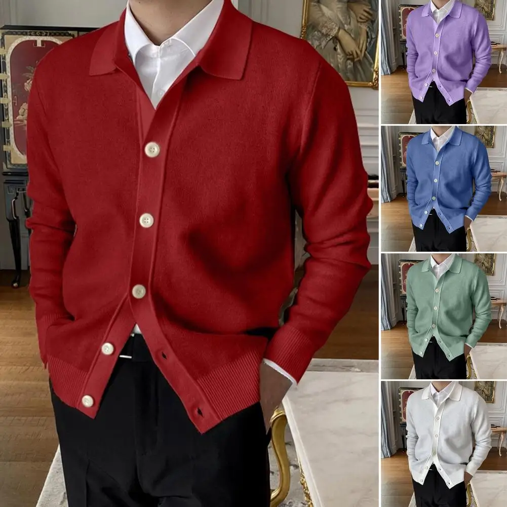 

Thermal Cotton Blend Turn-down Collar Spring Sweater for Daily Wear