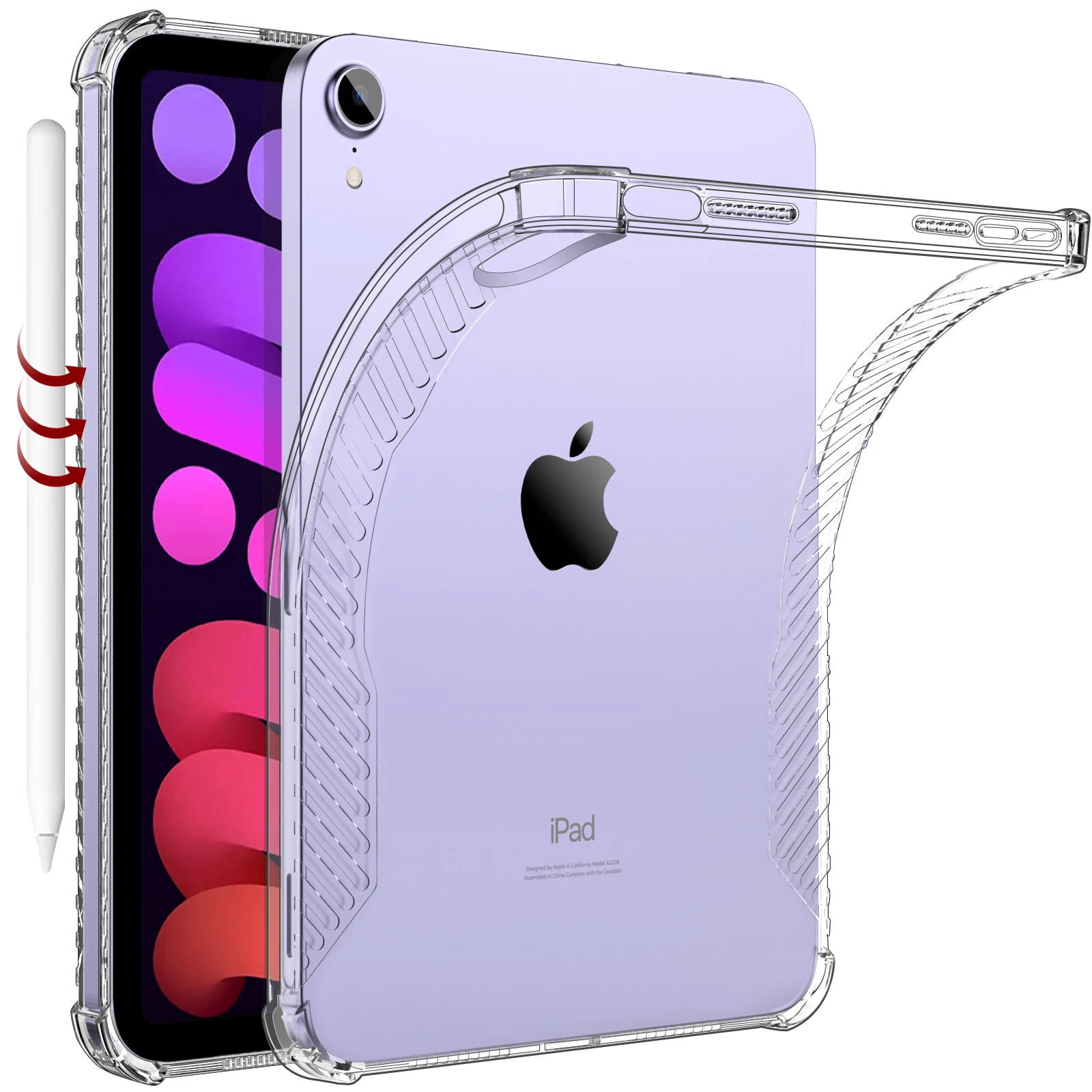 

Slim Case for iPad Mini 6th Generation 8.3 inch 2021 Soft TPU Protective Air Cushion Corner Anti-Scratch for iPad Mini 8.3