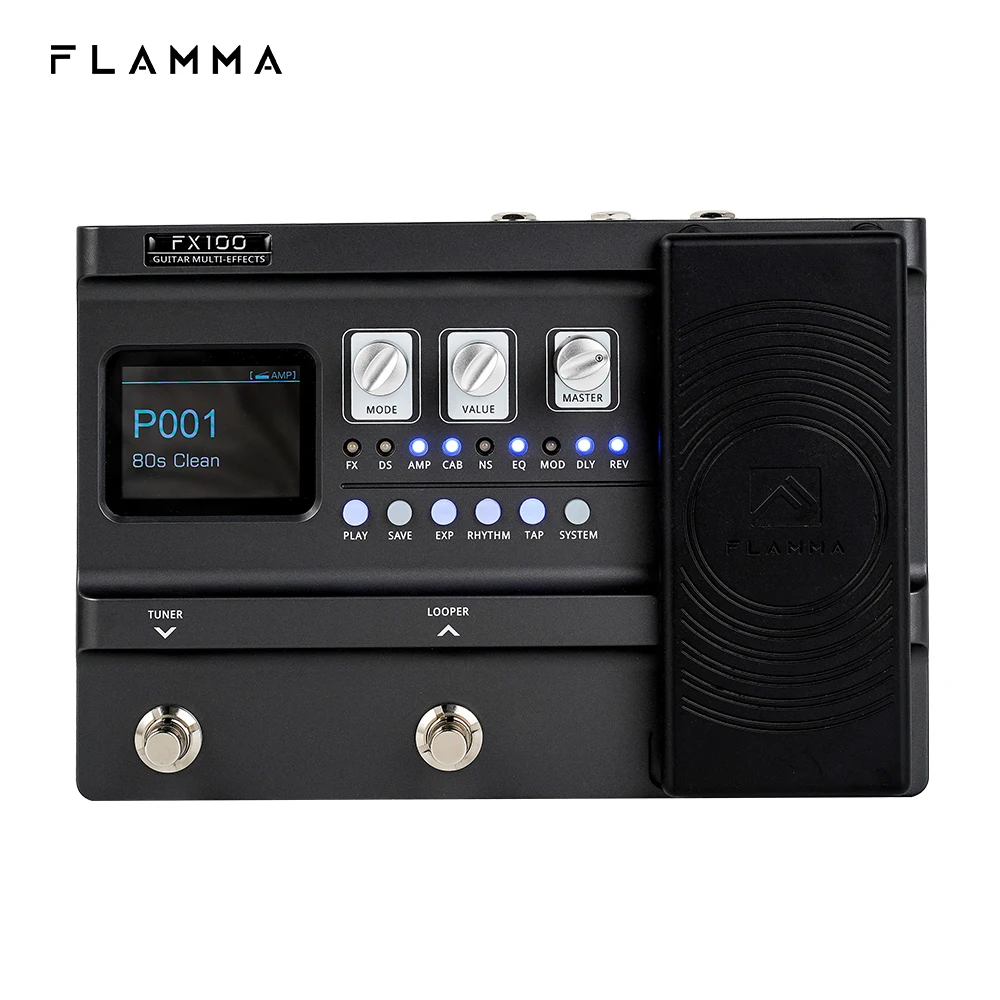 FLAMMA FX100 Multi Effects Processor Guitar Pedal with 151 Effects 200 preset 80s Looper 55 Amp Modeling  Expression pedal
