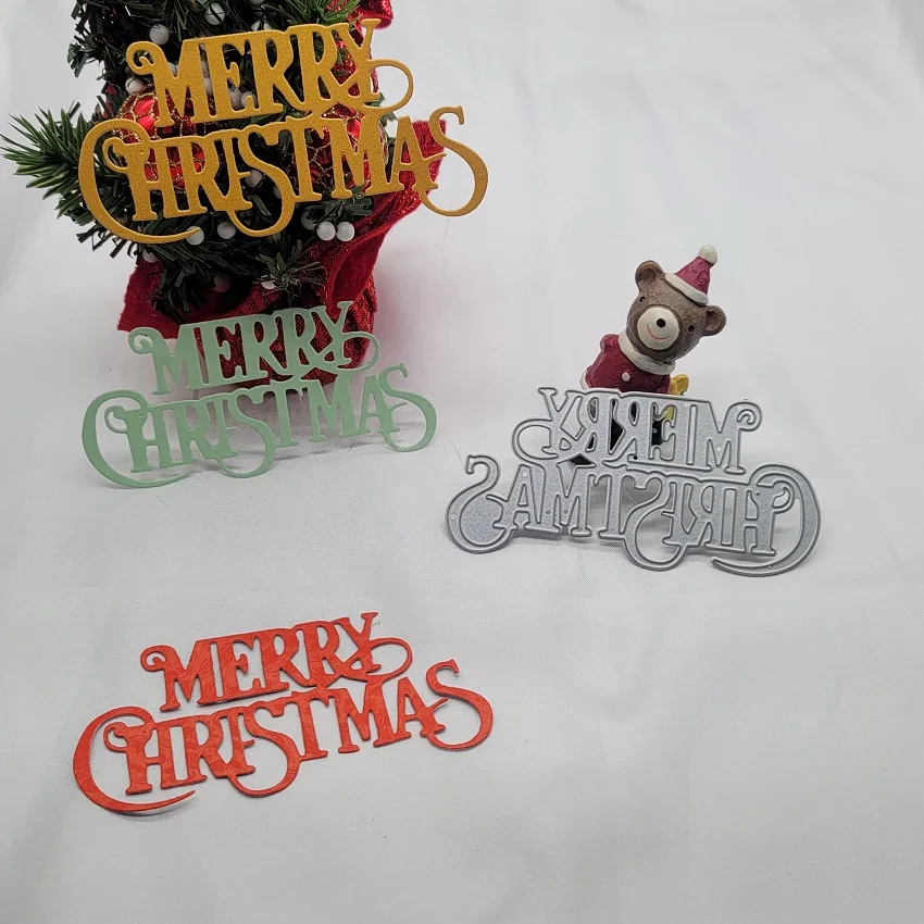 

Pan's English Phrase Merry Christmas Cutting Dies for Scrapbook Embossing DIY Manual Album Production Tool Carbon Steel Decor