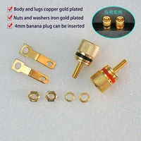 2 pcs binding post speaker amplifier junction box thickened pure copper gold plated audio terminal banana head socket 303