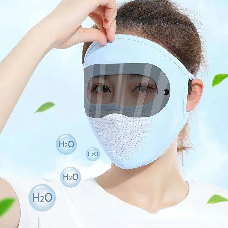 

Ice Silk Thin Section Sunshade Breathable Double Goggles Sunscreen Mask Female Washable Men and Women Cover Full Face Mask