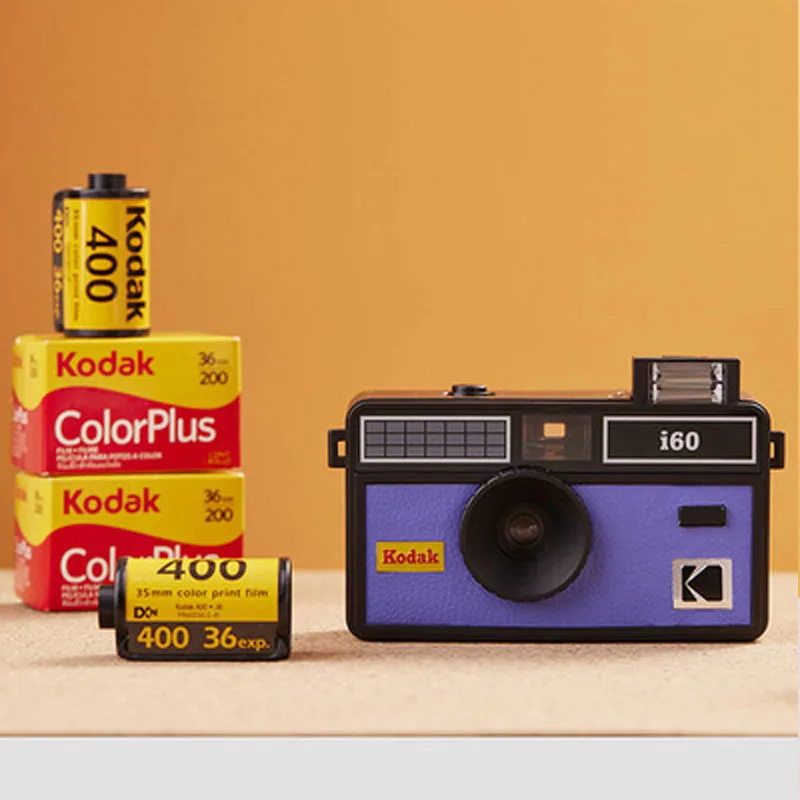 The New 135 Kodak I60 Fool Film Camera Retro Film Camera Idiot Machine Non-Disposable Camera Strap Flash+Kodak UltraMax 400 film
