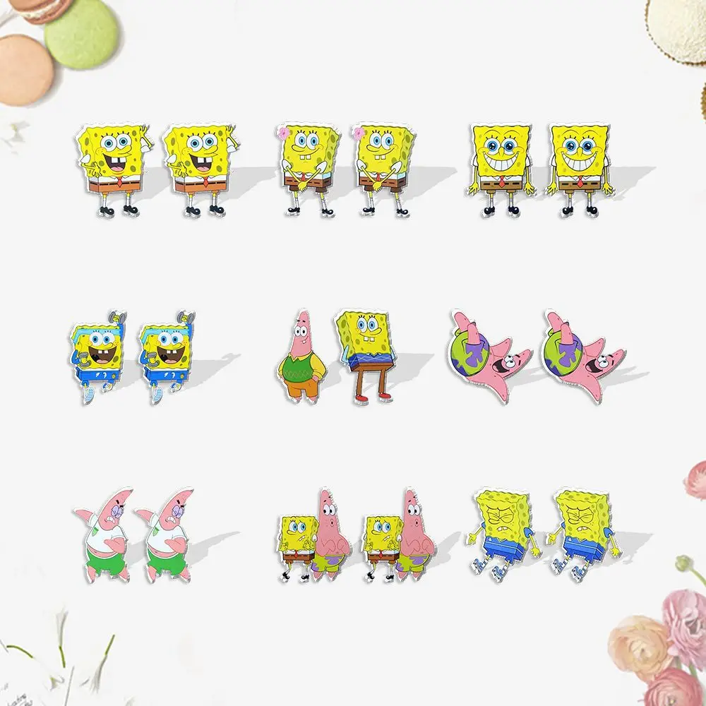 

SpongeBob Patrick Star Creative Accessories Acrylic Studs Cute Cartoon Studs Asymmetrical Earrings