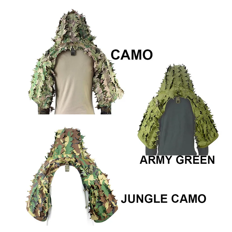 Фото Тактический маскировочный костюм, дышащий капюшон Ghillie Viper с объемными полосками и снайперским пальто для военных игр, охоты, CS №2