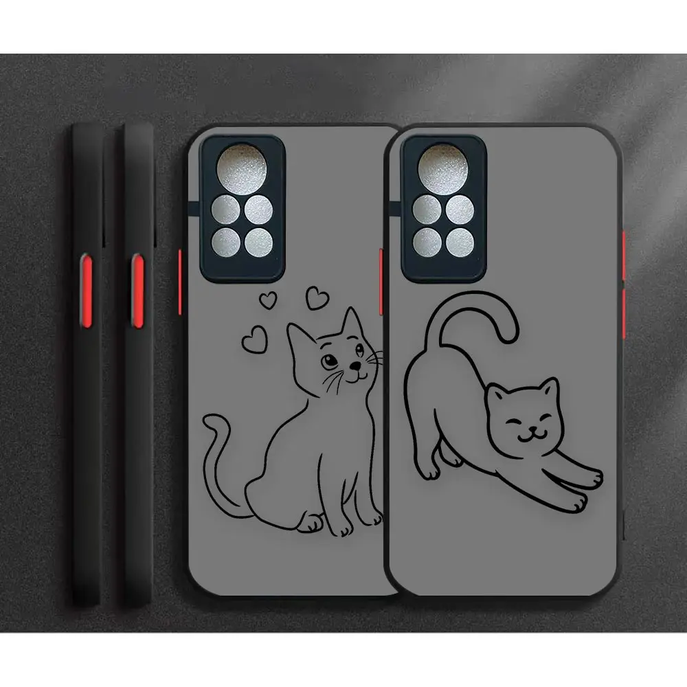 

Cute Line Cat Art Shockproof Case Funda For Infinix HOT 11S 11 NFC 10 10I 10S 9 8 12 12I NOTE 10 11 8 8I 7 PRO Case Para Capa