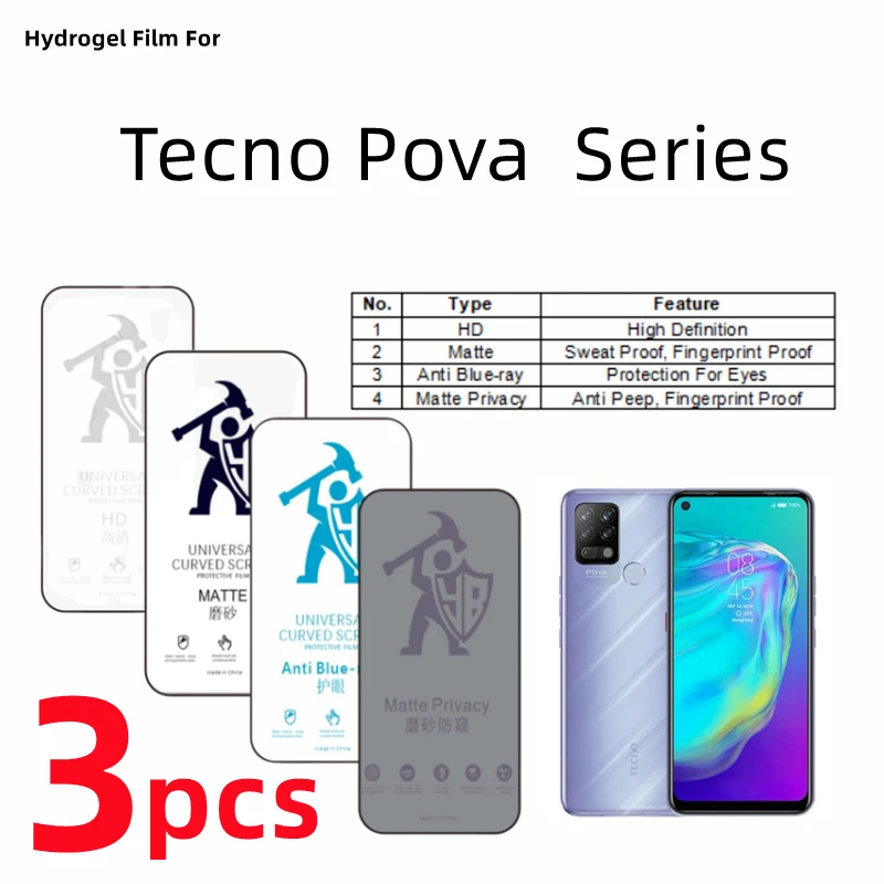 

3 шт., Гидрогелевая Защитная пленка для Tecno Pova 5G
