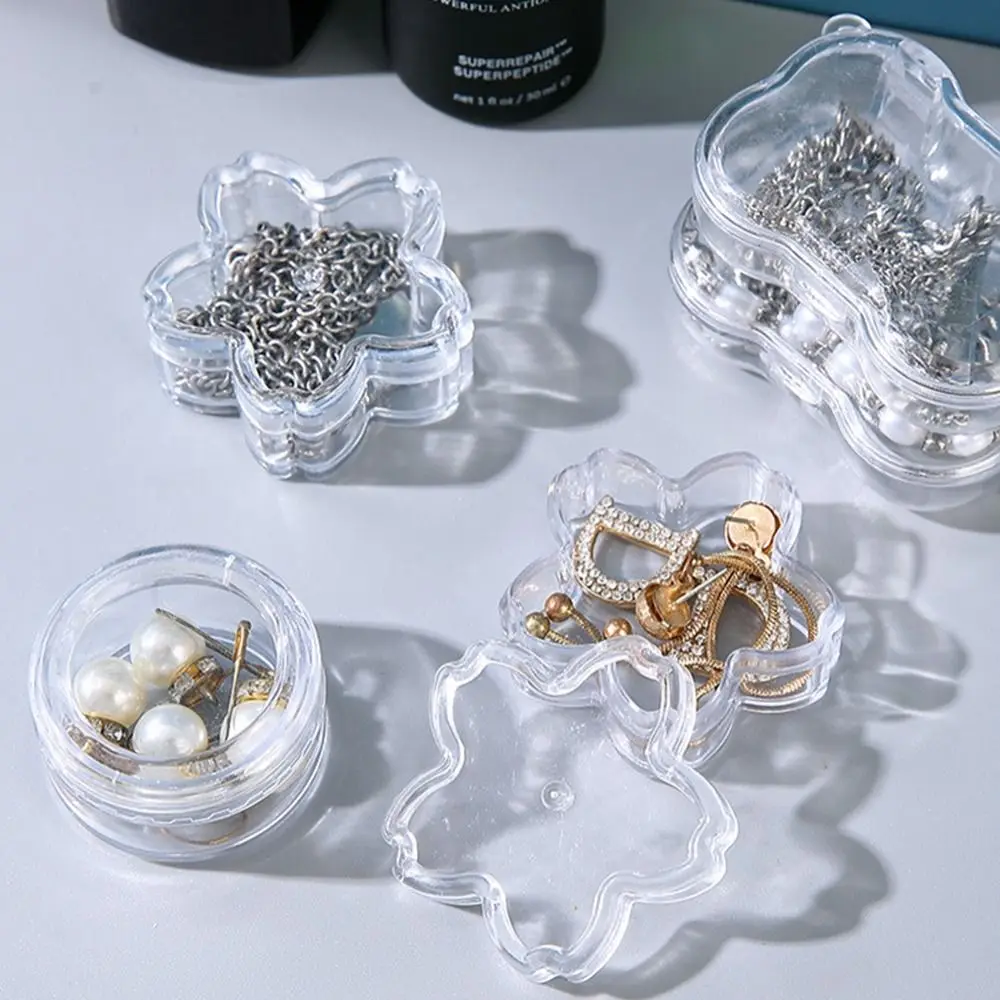 

Мини-шкатулка для серег и колец, многофункциональная портативная пластиковая шкатулка для ювелирных украшений с подсветкой, прозрачная шкатулка для хранения ювелирных украшений