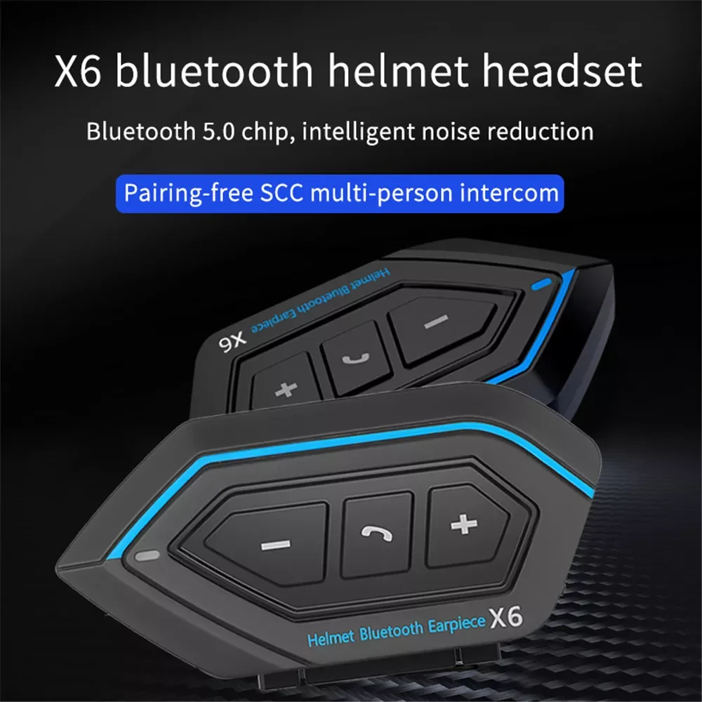 2PCS Helmet Motorcycle Headset Bluetooth 5.0 Earphone IP67 Waterproof Noice Reduction Speaker HD Calling Stereo Music Headphones