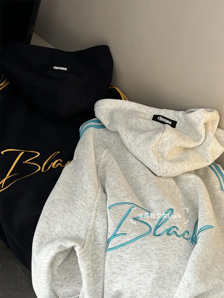 Толстовка женская с капюшоном и вышивкой в стиле колледжа