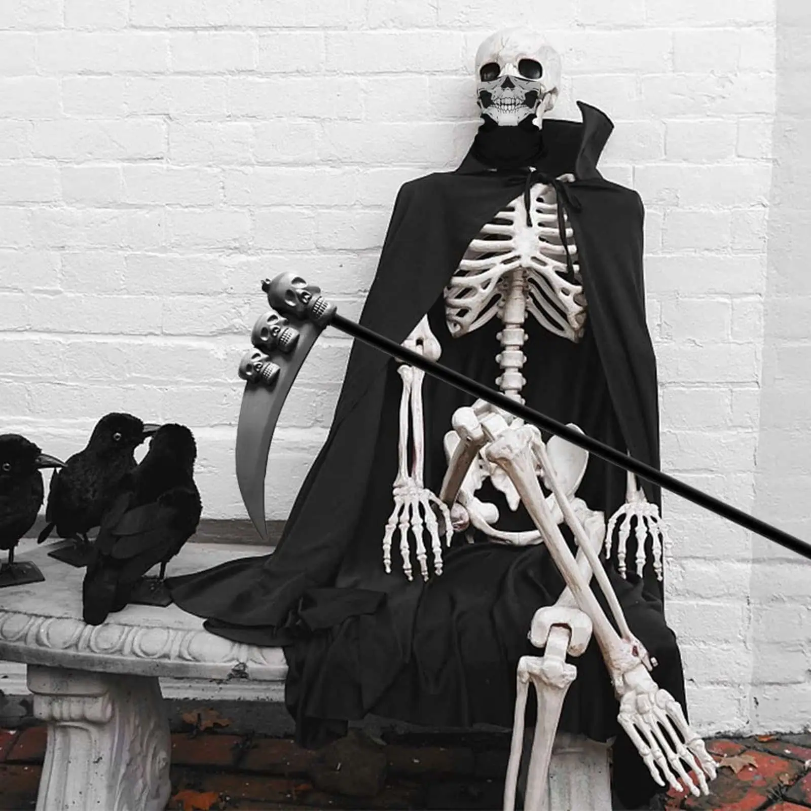 

Костюм мрачного Жнеца для Хэллоуина, набор перчаток-скелетов, серп, реквизит для фото, аксессуар для платья