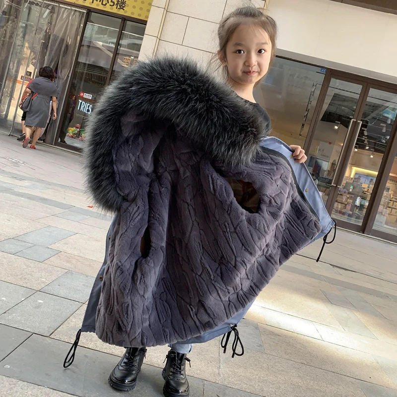 Winter Coat Children Clothes Snowsuit Jacket Windproof Outdoor Hooded Coat Kids Parka Faux Fur Thickened Cotton Padded Coats