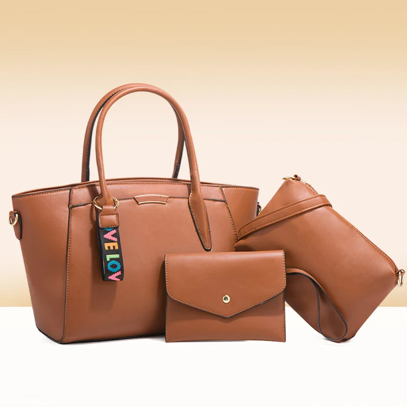 

Handbag Trend Foreign Trade One Shoulder Diagonal Straddle Bag Simple Large Capacity Three Piece Set Mother Bag