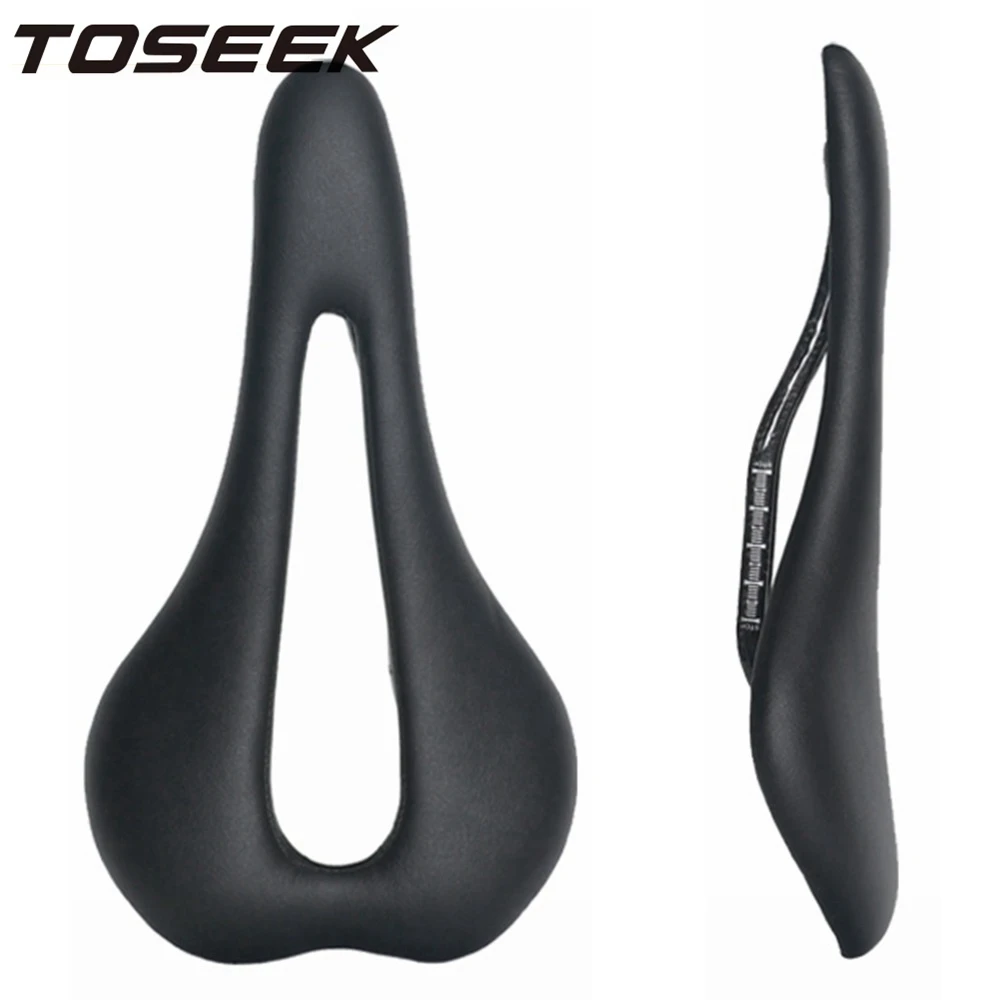 

TOSEEK EVO Saddle Carbon Fiber Leather Saddles PU Bow Cushion Ultralight Saddles Hollow Saddle Seat For Mountain Road Bike
