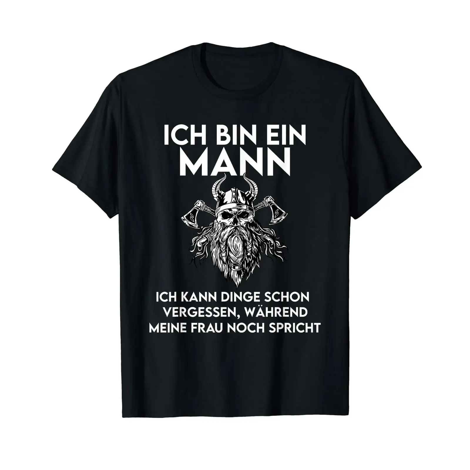 Фото Футболка с немецким текстом «Ich kann Dinge schon vergessen bin ein Mann», винтажная, с эффектом потертости, эластичная, дышащая, повседневная, стильная. №1