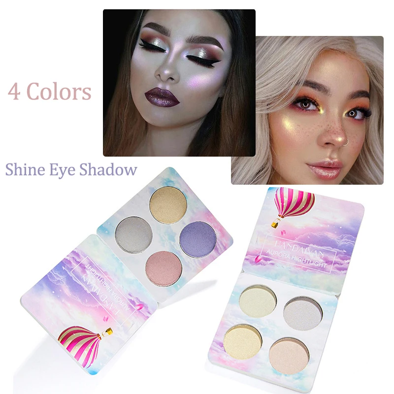 

4 Chameleon Colors Eyeshadow Highlighter Powder Palette Pigment Shimmer Cosmetic Face Glow Make Up Set