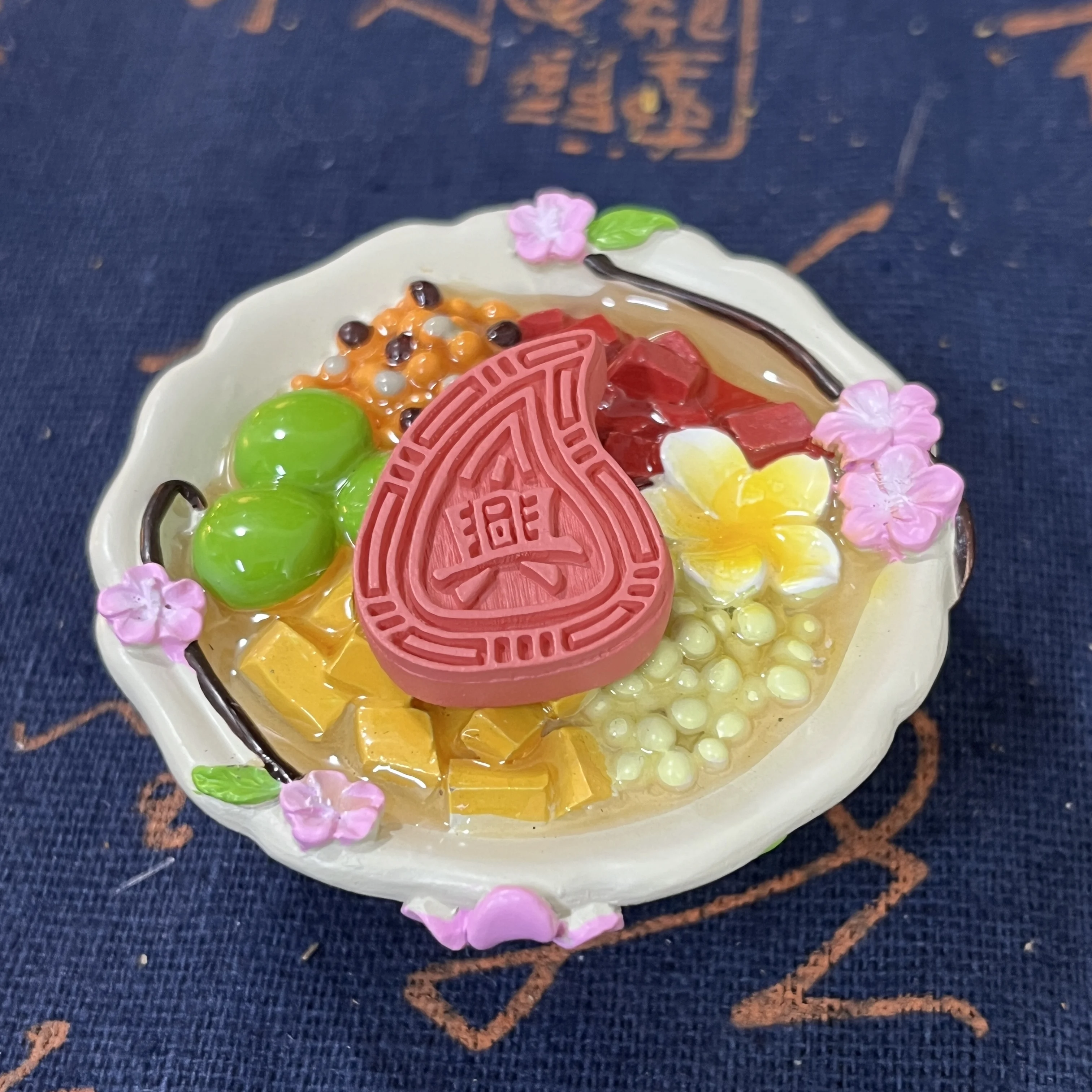 [Taole Fashion Play] Original Lotus Root Seed Soup Six Fruit Green Refridgerator Magnets Ornaments |