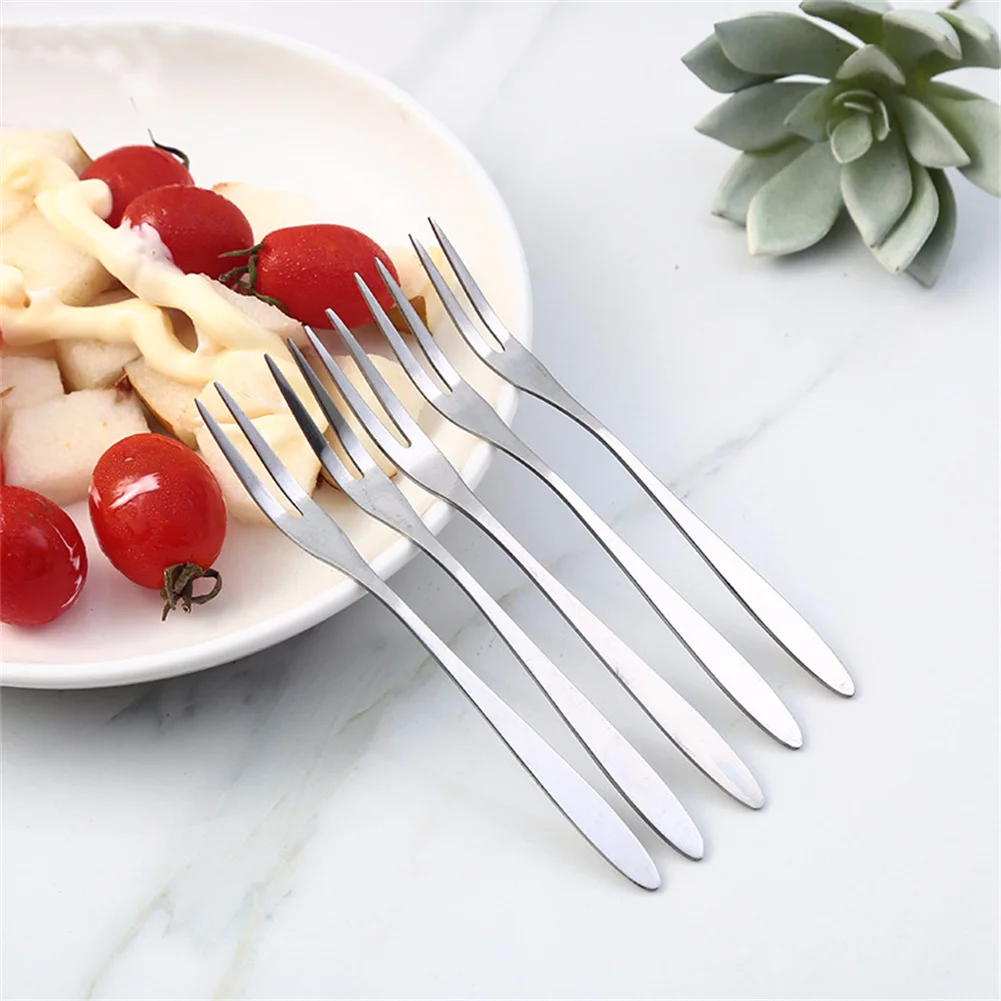 

10Pcs Stainless Steel Fruit Fork Snack Cake Dessert Food Fruit Toothpick Lunch Party Decoration Tableware Flatware