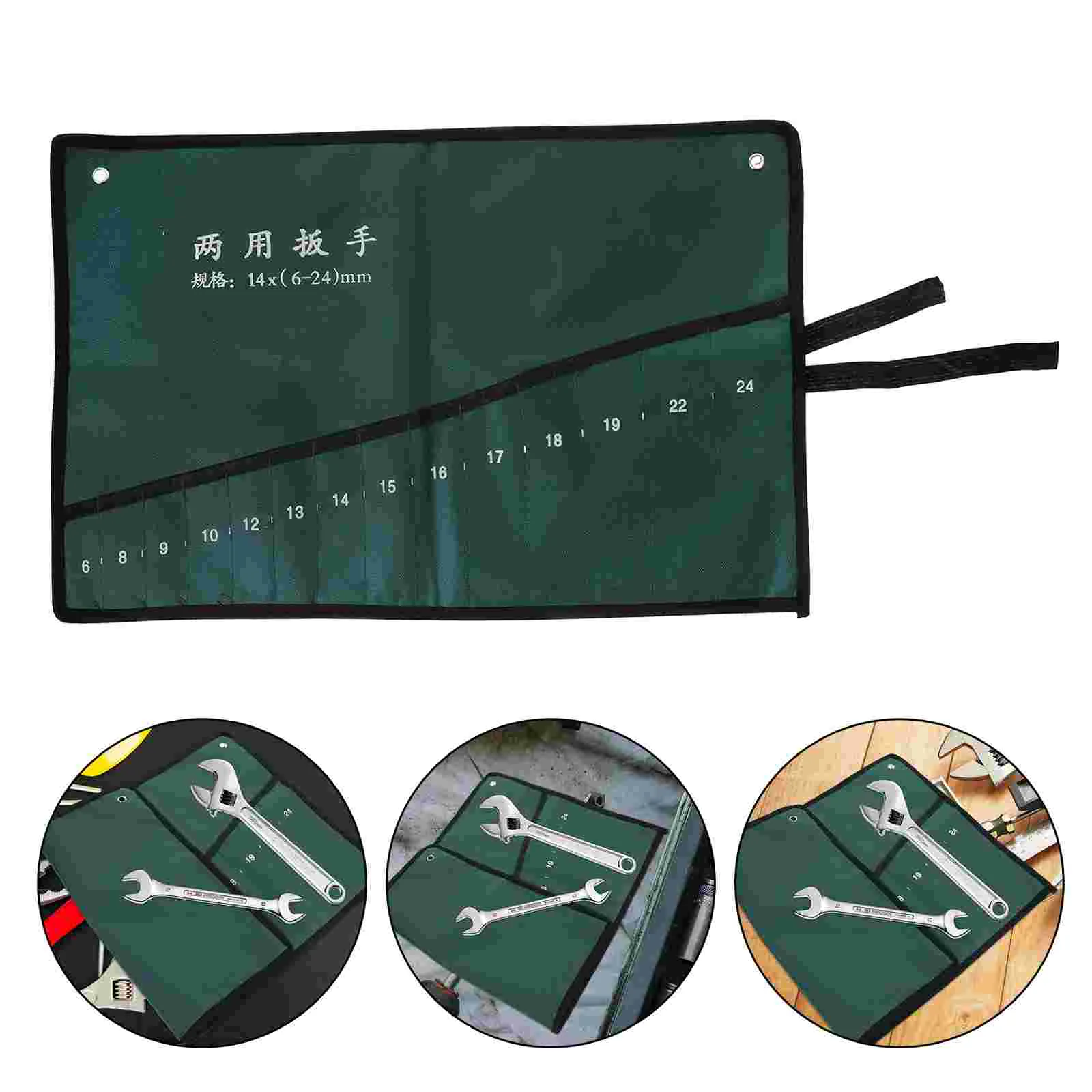 

Wrench Roll Up Tool Pouch Holder Organizer Canvas Storage Spanner Tools Spud Box Organizers Holders Container Sets Gear Multi