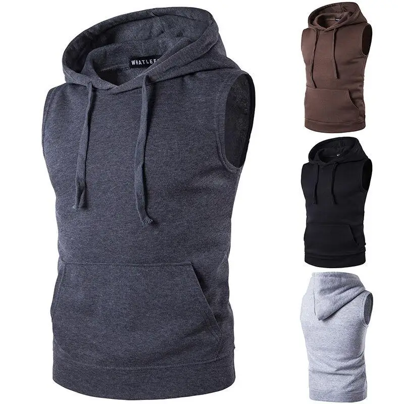 

Men's sleeveless hoodie a casual, loose coat with pockets