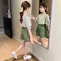 kids clothes girls 2022 summer new girls suits korean fashion polka dot short sleeved tops and shorts two piece suits