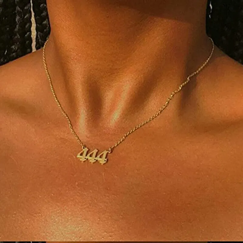 

Lucky Angel Devil Number Charm Card Gold 777 Necklace Woman Ladies Choker Chain