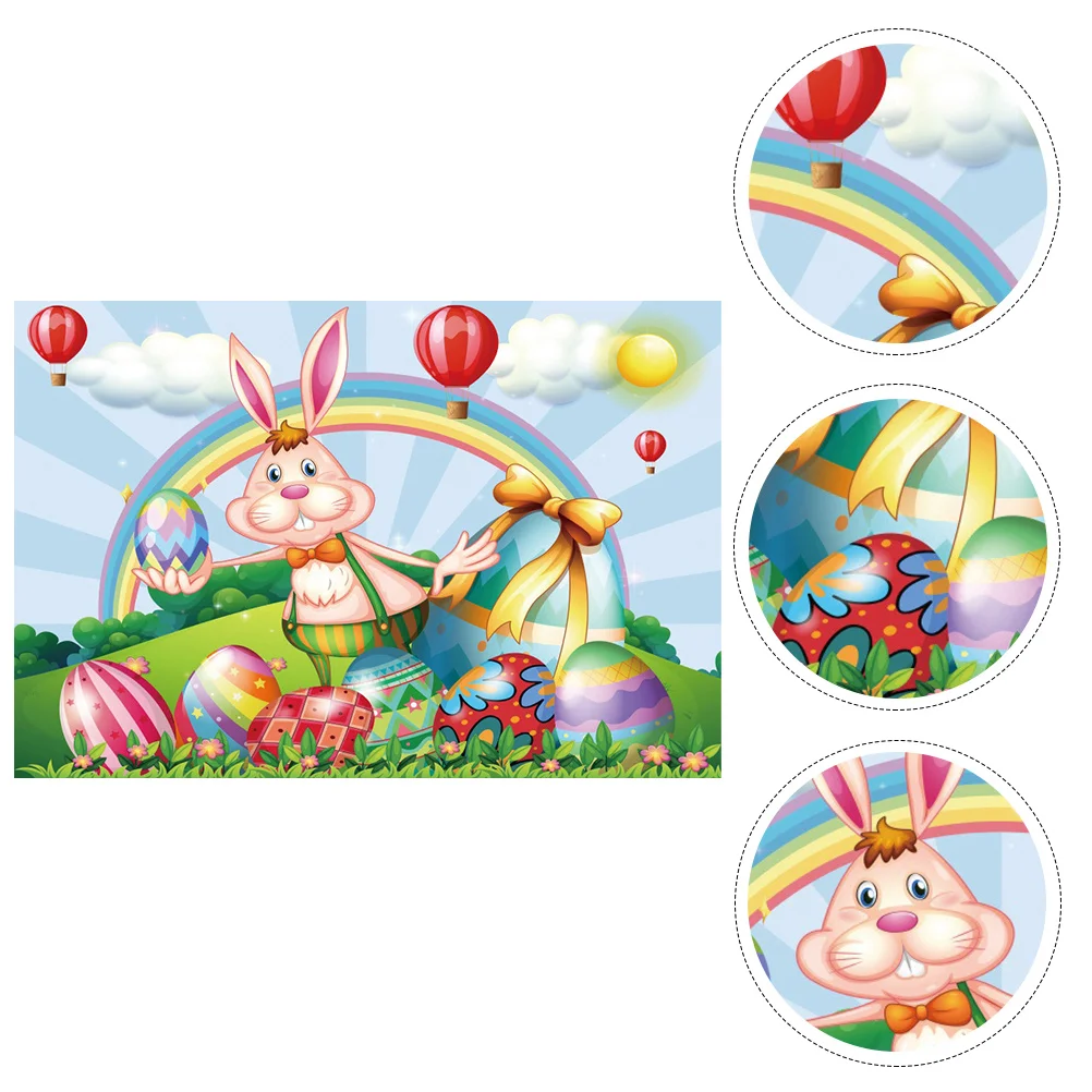 

1Pc Easter Photography Cloth Cartoon Easter Bunny Easter Eggs Photo Backdrop