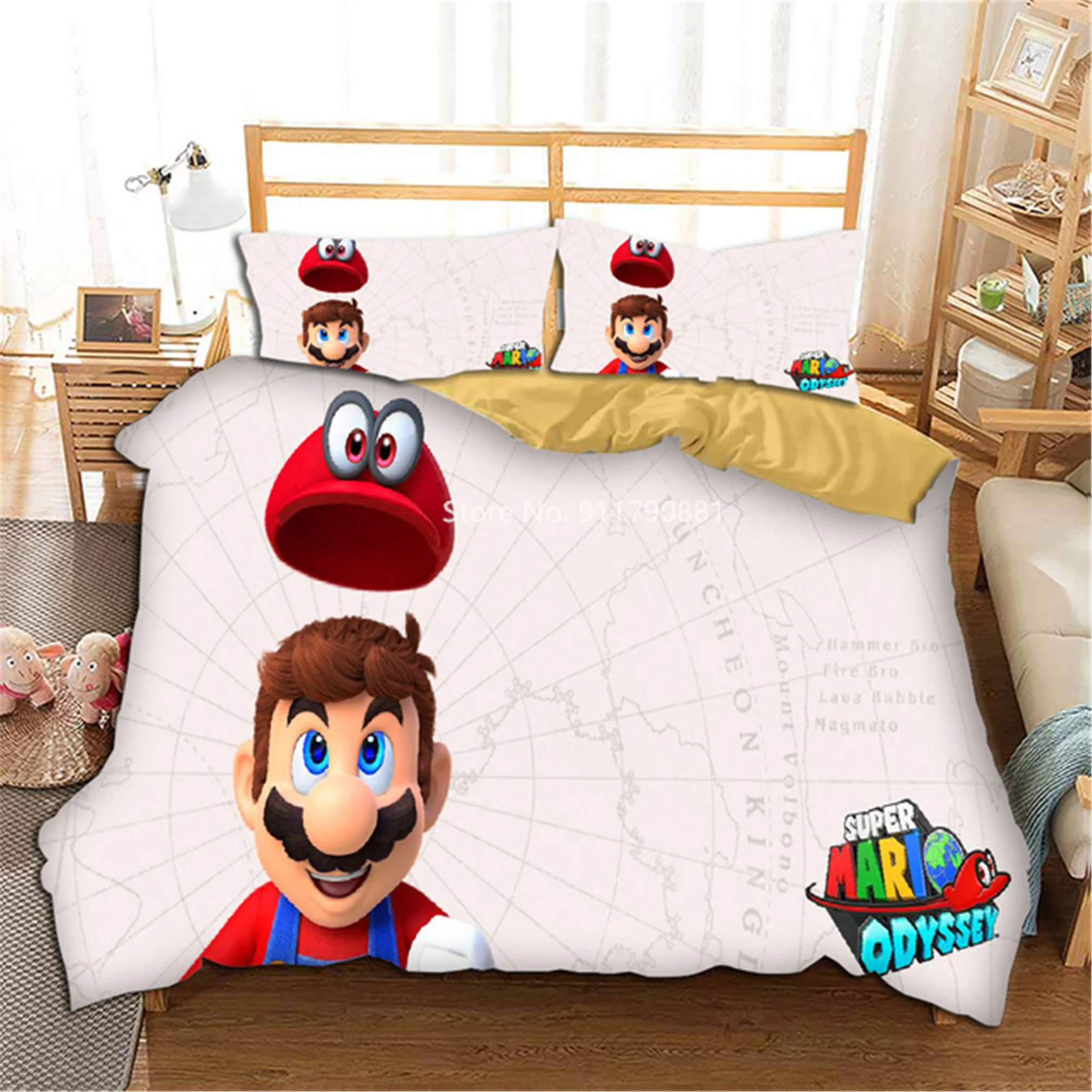 

Game Super Mario Bros. Carton Color Printed Comfortable Duvet Comforter Pillowcase Children's Bedding Set Bedroom Decor