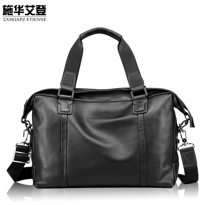 genuine  luxury Men's bag Leather men's hand Large capacity horizontal computer Cow leather business briefcase