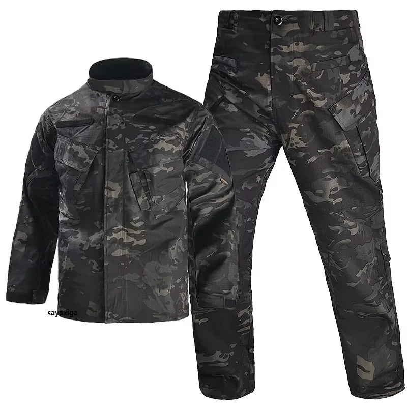 Костюм мужской Тактический из куртки и брюк-карго водостойкий Камуфляжный