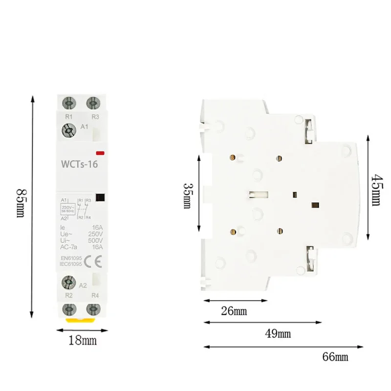 Фото Контактор переменного тока 2P 16A 20A 25A 1NO 1NC 2NO 2NC AC 220V 230V 50/60Гц для монтажа на DIN-рейку, модульный, для умного дома, гостиниц и бытового использования №2