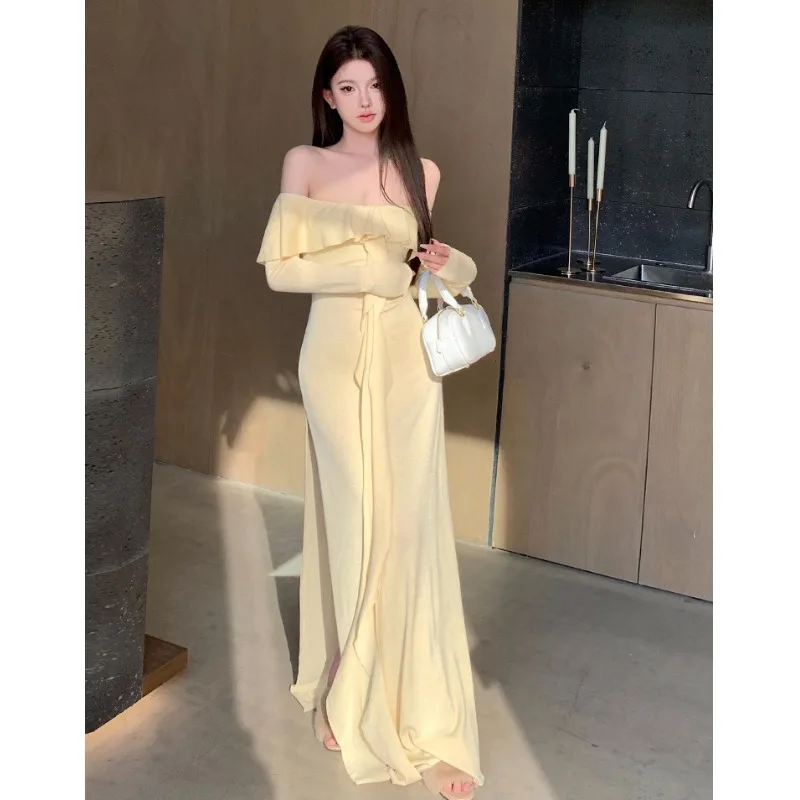 Длинное платье с французским вырезом и темпераментом Royal Sister облегающее