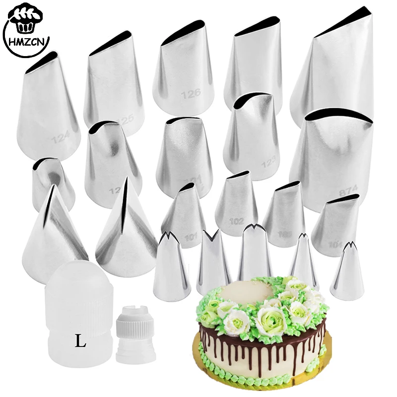 

23PCS Rose Petal Nozzles Stainless Steel Pastry Nozzle Fondant Cake Decorating Nozzle Confectionery Icing Piping Tip Baking Tool