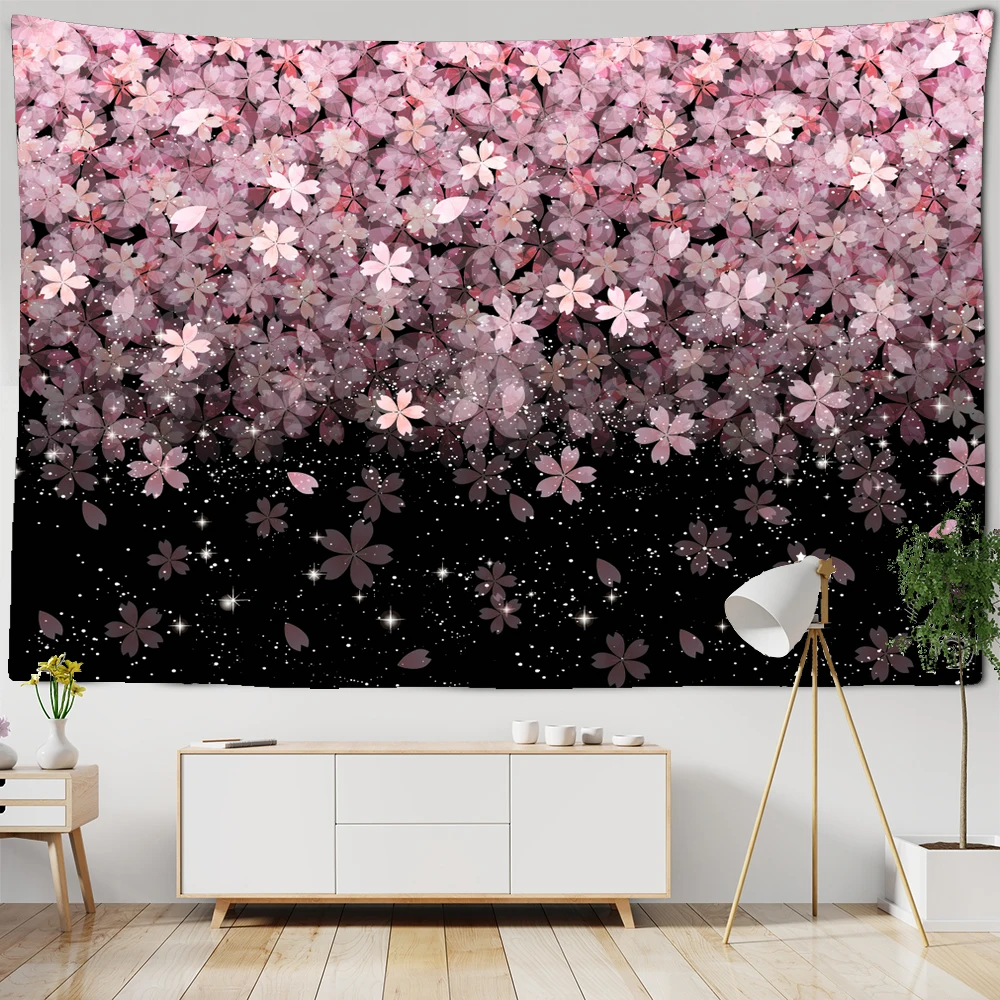 

Pink Cherry Blossoms Tapestry Home Decoration Living Room Flowers Pattern Wall Hanging Tapestries Art Background Wall Cloth