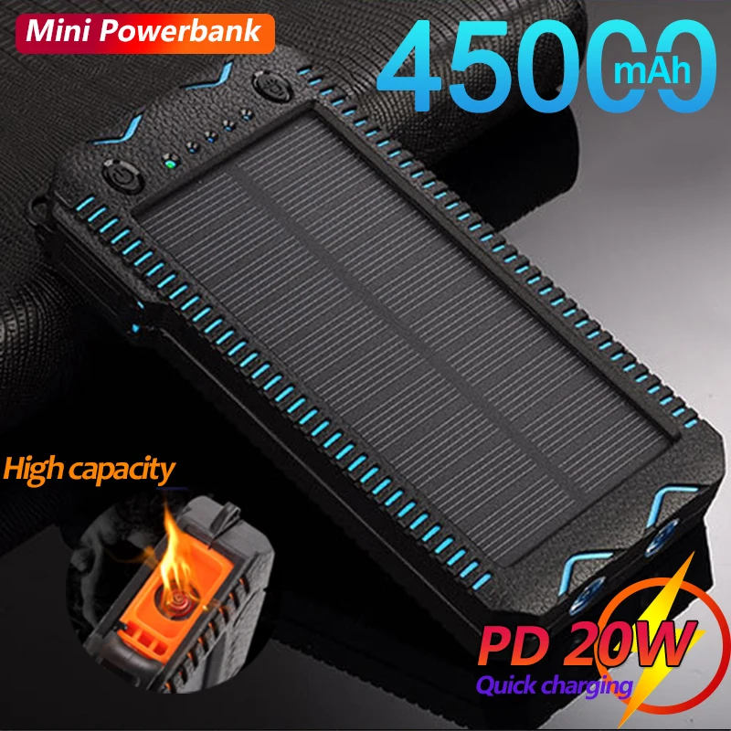 45000mah solar charger waterproof powerbank pack outdoor emergency external battery with sos led backup battery outdoor igniter free global shipping