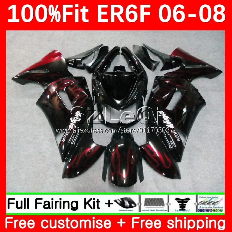 

Инъекционный корпус для KAWASAKI NINJA 650R ER-6F 650 R ER 6F 6 F ER6F 06 07 08 ER6 F 2006 2007 2008 OEM обтекатель 94LQ.9 красное пламя
