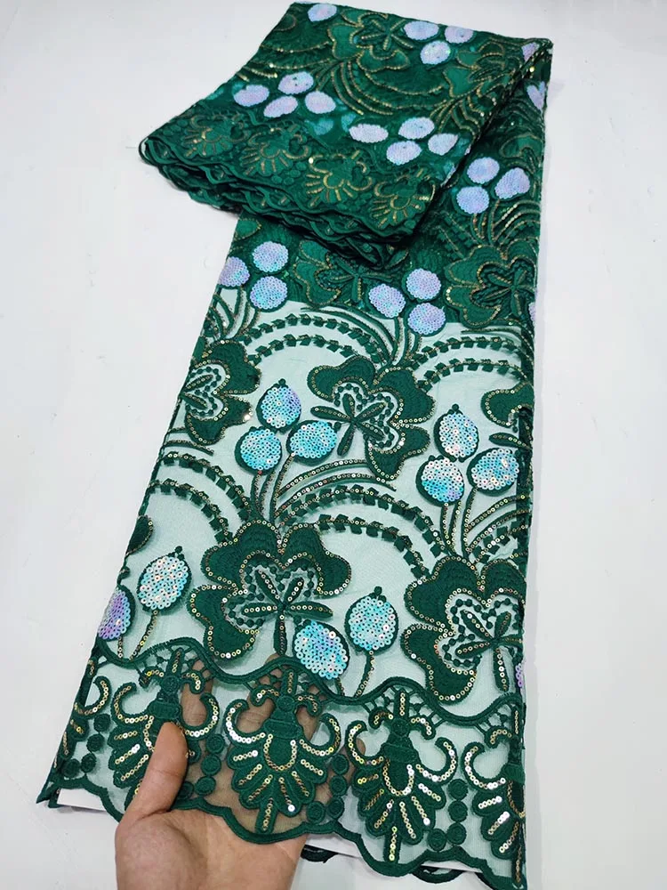 

Soft Tulle African Net Lace Fabric 5 Yards High Quality Sequins French Mesh Laces Nigerian Women Wedding Fabrics Pop Dubai Style