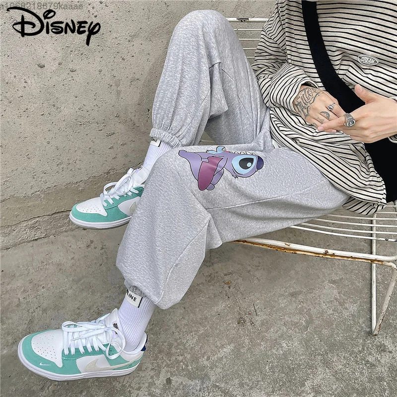 Брюки с мультяшным принтом Disney модные штаны широкими штанинами Джоггеры для