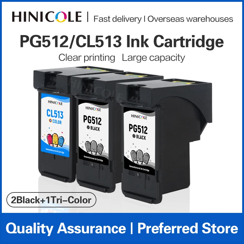 

HINICOLE 2BK1C PG512 PG 512 CL-513 Ink Cartridge For Canon Pixma MP280 MP282 MP330 MP480 MP490 MP492 MP495 MP499 Printers