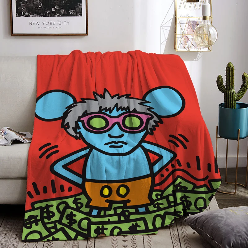 Флисовое Одеяло K-keith Haring Мягкий Плюш Для Дивана-кровати Богемный Летний Домашний