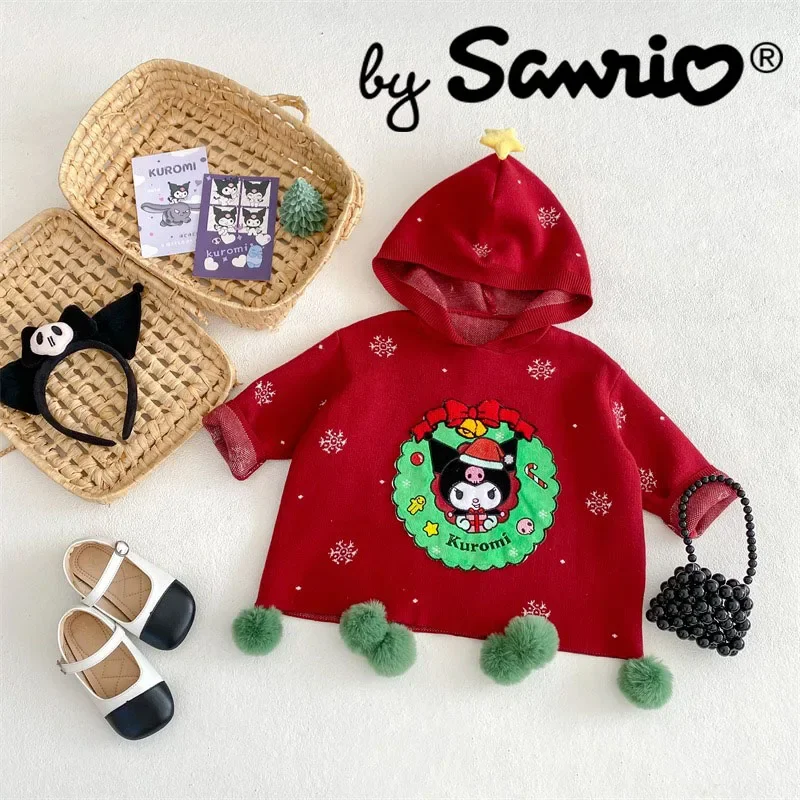 

Winter 2023 Sanrio Stuff Kuromi Lolita Princess Dress Kids Fall Clothes Baby Ins Anime Kawaii Cute Sweet Christmas Cape Sweater