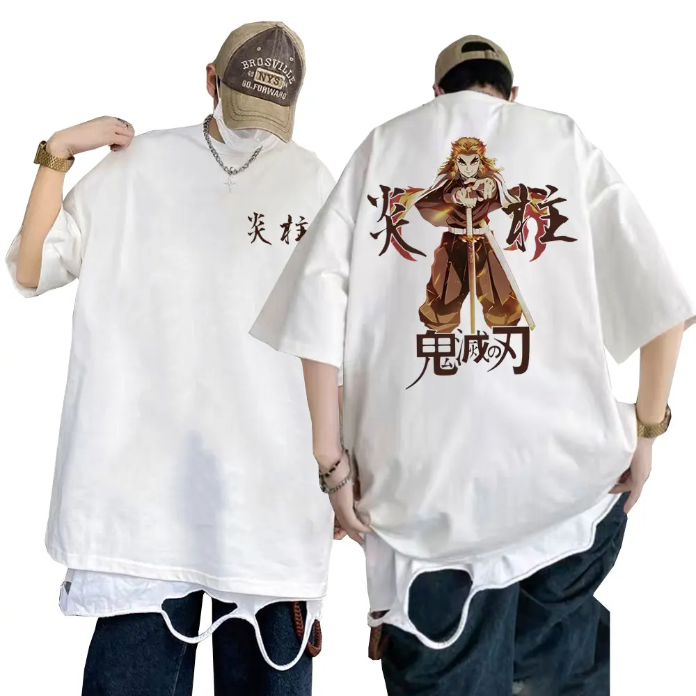 

Anime Demon Slayer Rengoku Kyoujurou Graphic Print T-shirts Male Manga Casual Tshirt Short Sleeve Men Hip Hop Harajuku T Shirt