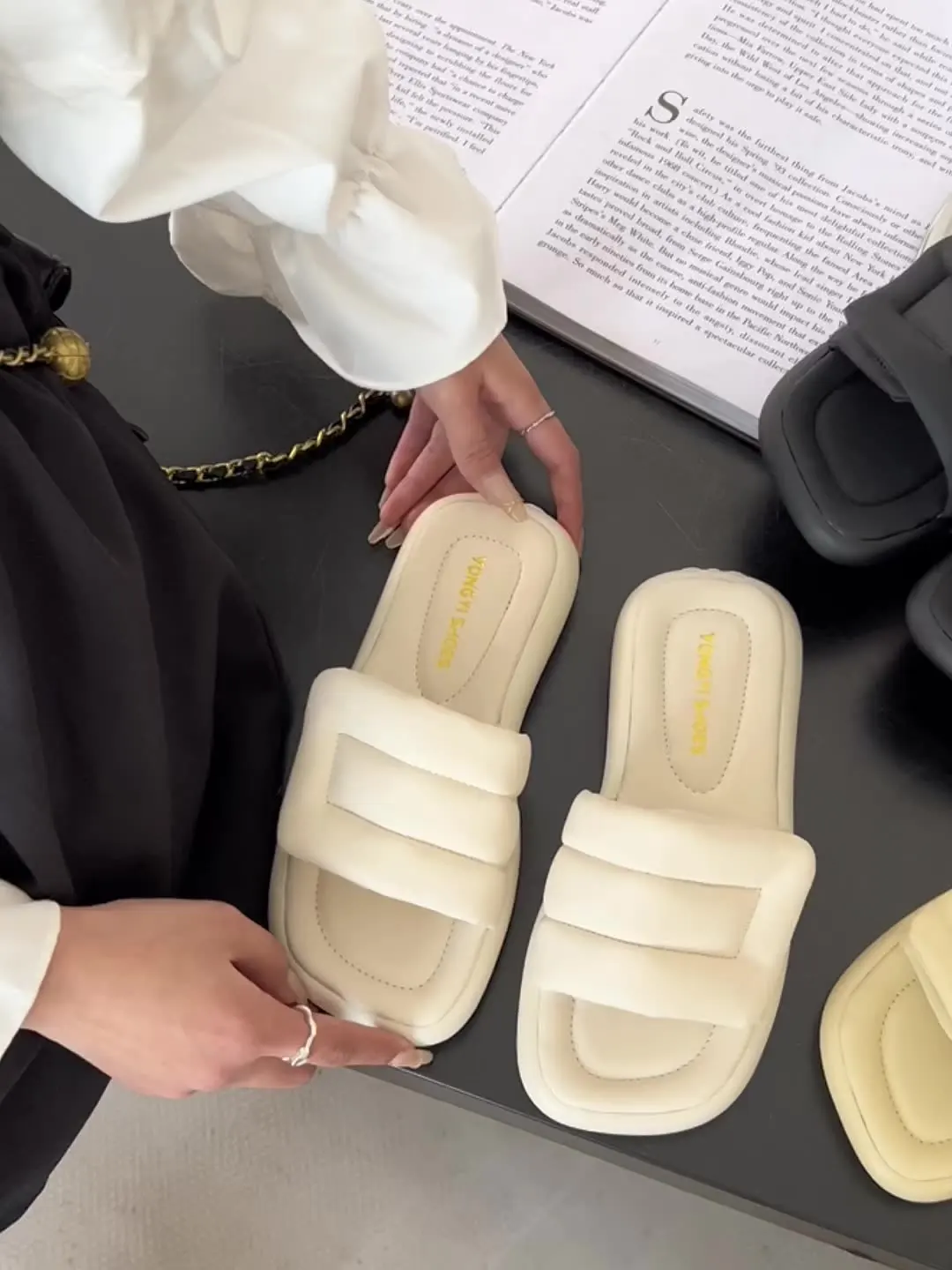 

Тапки женские на низкой платформе, повседневные шлепанцы, Пляжная мягкая базовая обувь в римском стиле, из искусственной кожи, на липучке, лето 2023
