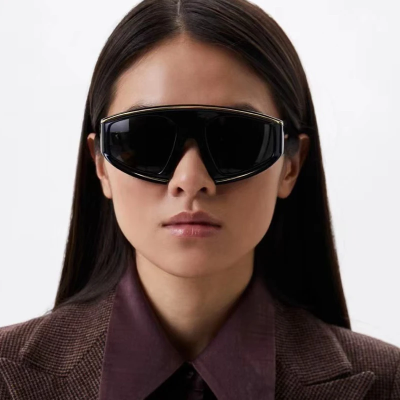 

Очки солнцезащитные Y2k женские в стиле панк, модные брендовые винтажные солнечные очки в большой оправе, с защитой от ультрафиолета