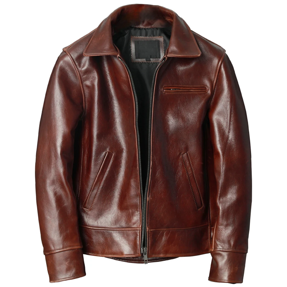 Мужской блейзер из натуральной воловьей кожи размеры до 5XL